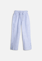 Alessia Linen Stripes White and Blue Jogger