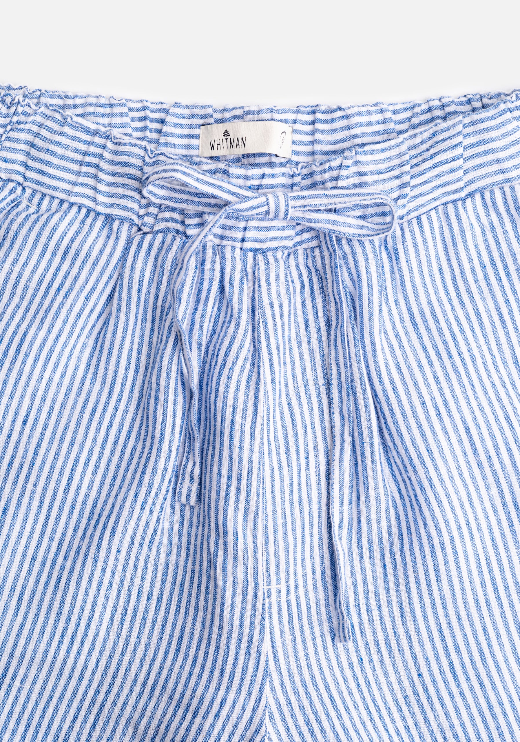Alessia Linen Stripes White and Blue Jogger