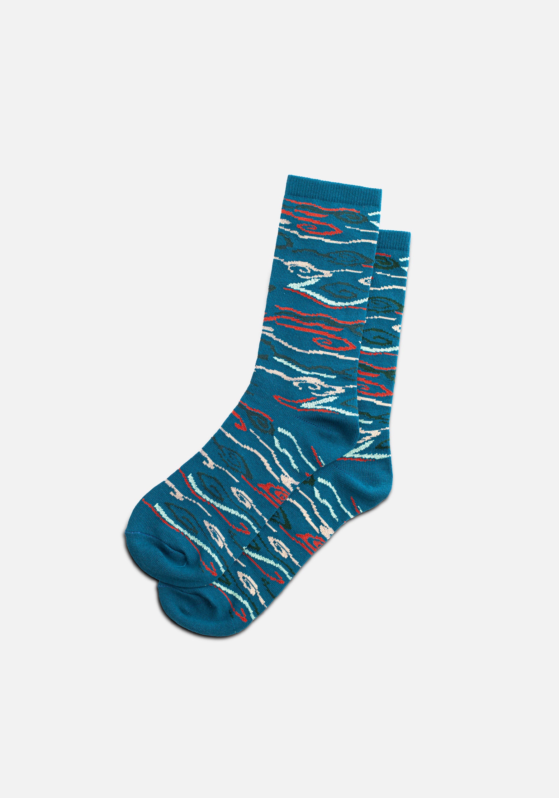 M-Size Formal Socks with Patterns - Medium Blue - Multicolor