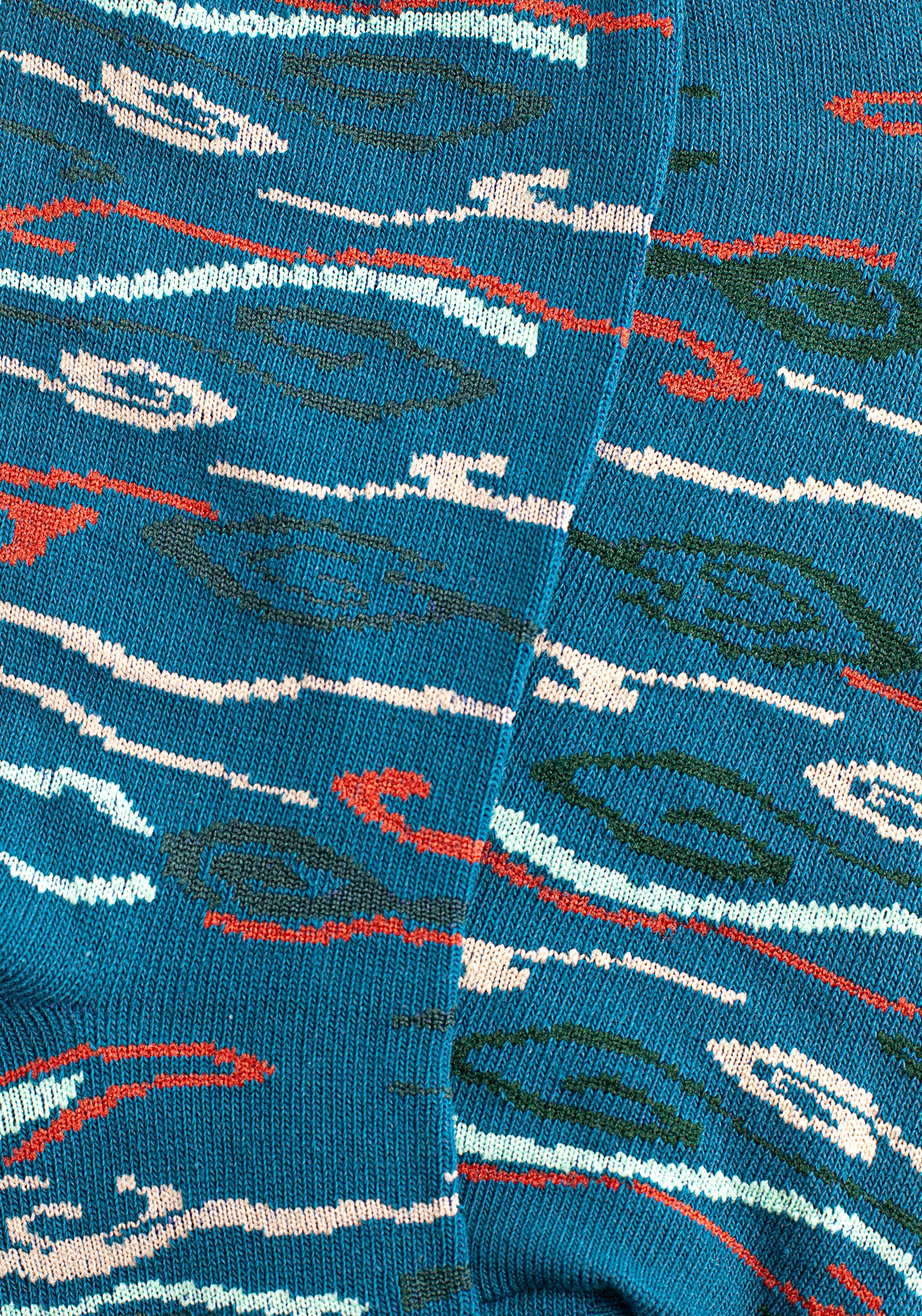 M-Size Formal Socks with Patterns - Medium Blue - Multicolor
