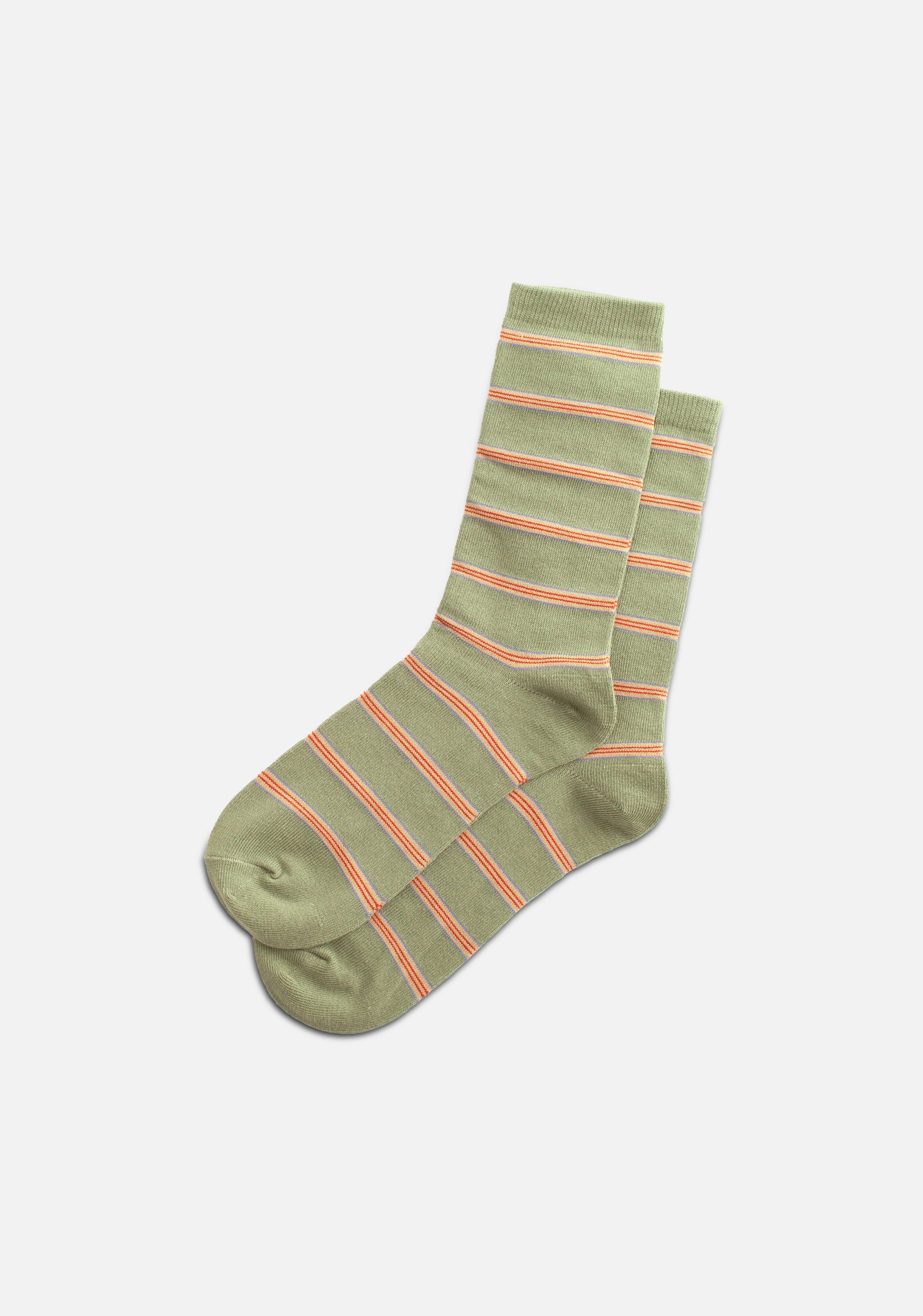 M Formal Striped Socks, Medium Green - Beige