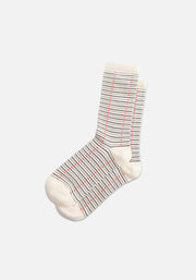 M Formal Striped Socks, Ivory and Blue