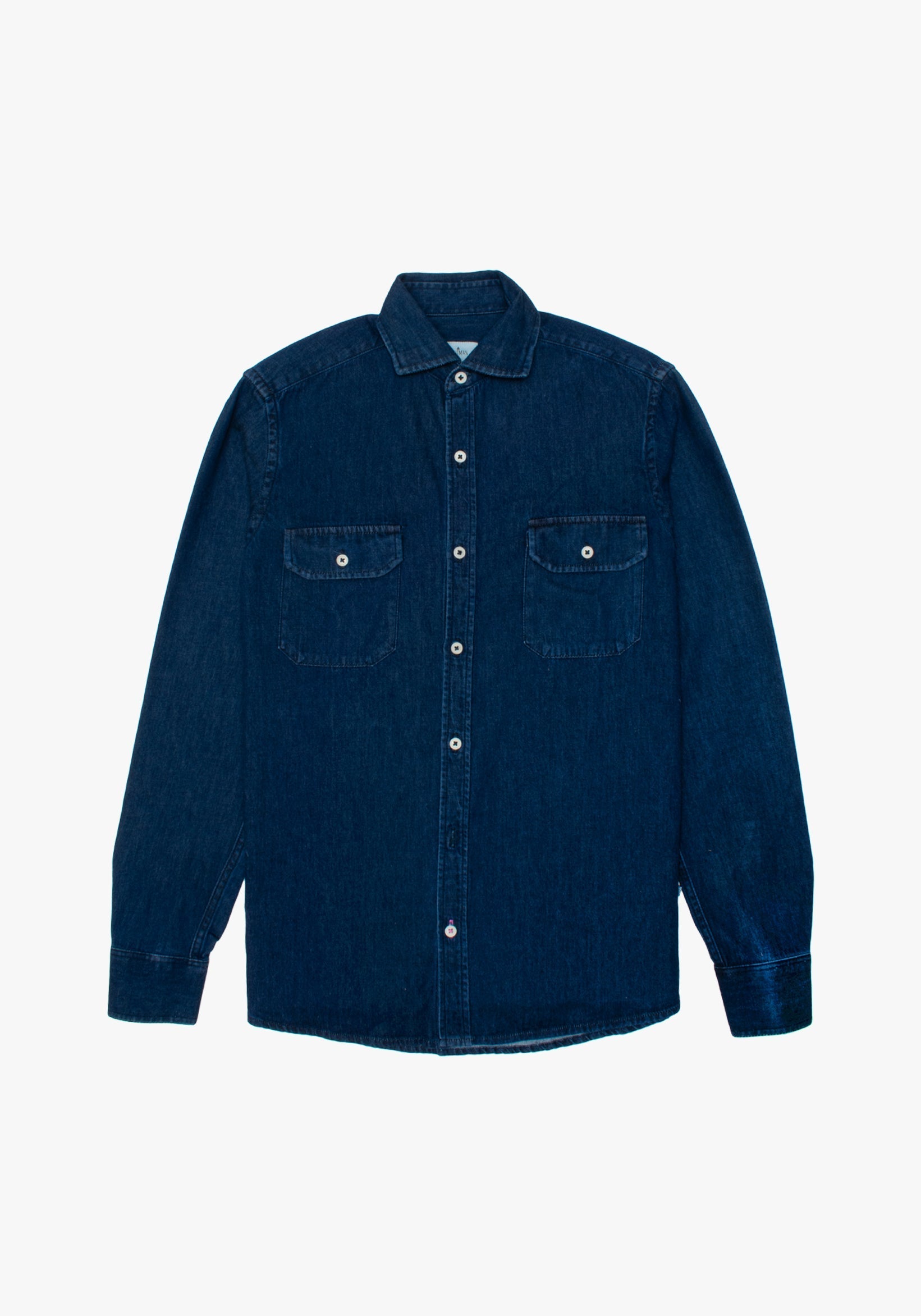 Overshirt Pockets Dark Blue French Collar