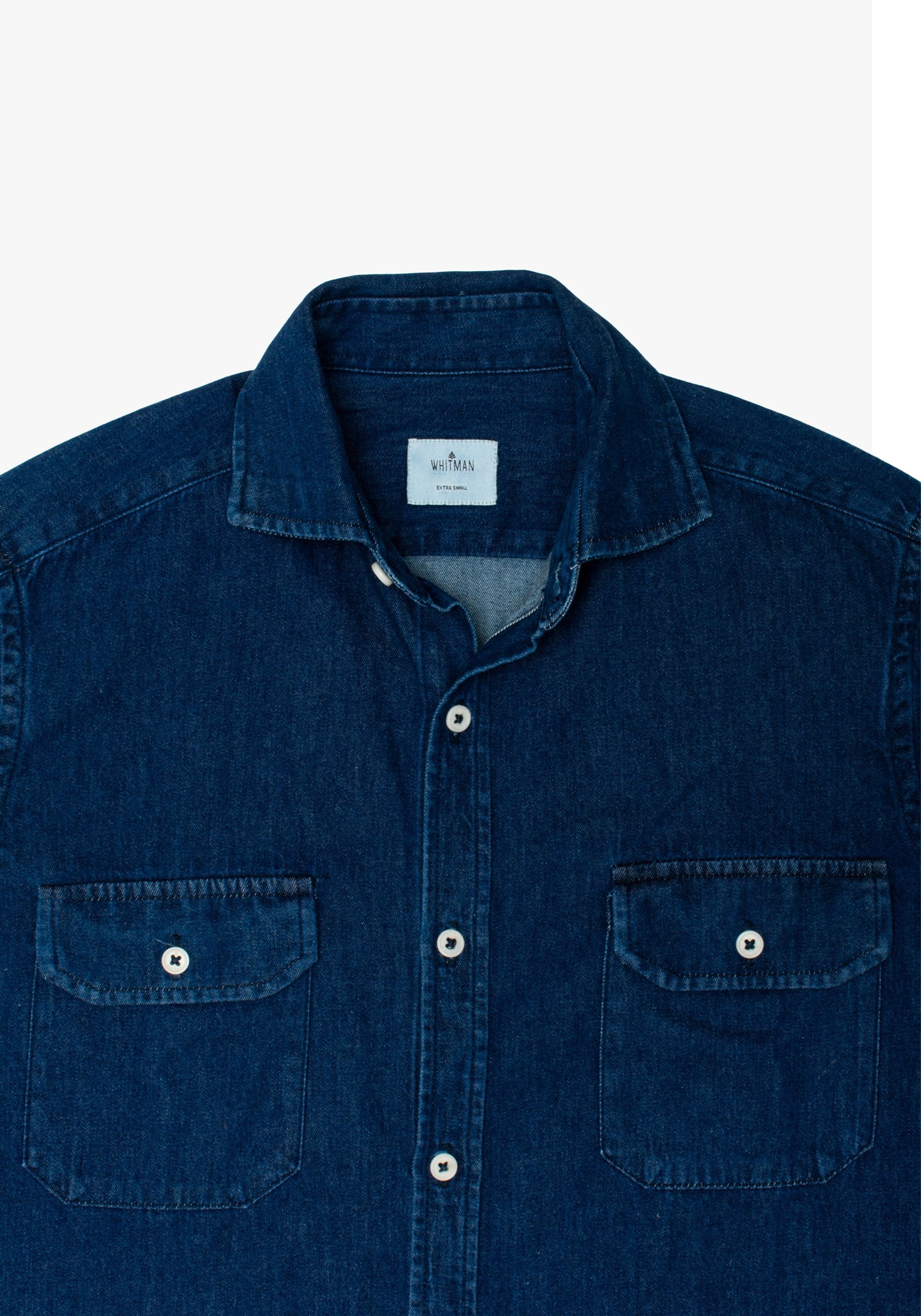 Overshirt Pockets Dark Blue French Collar