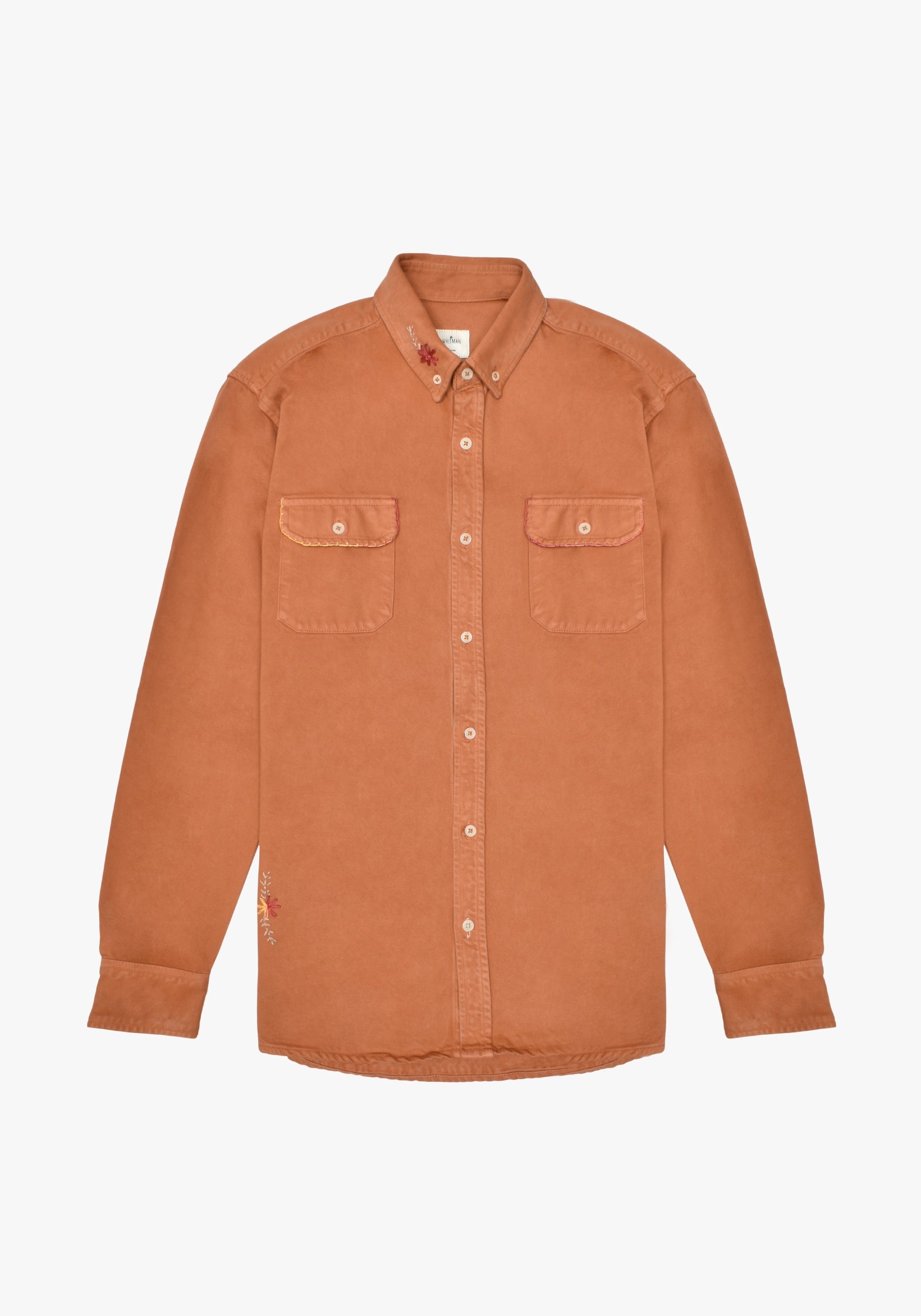 Overshirt Indigo Bordada Terracota