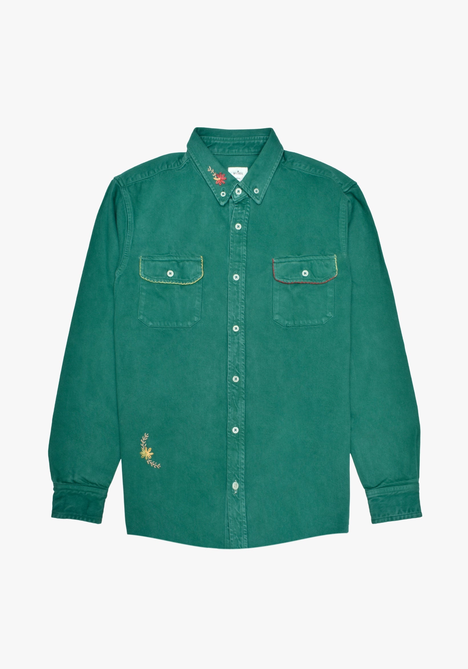 Overshirt Indigo Bordada Verde Medio