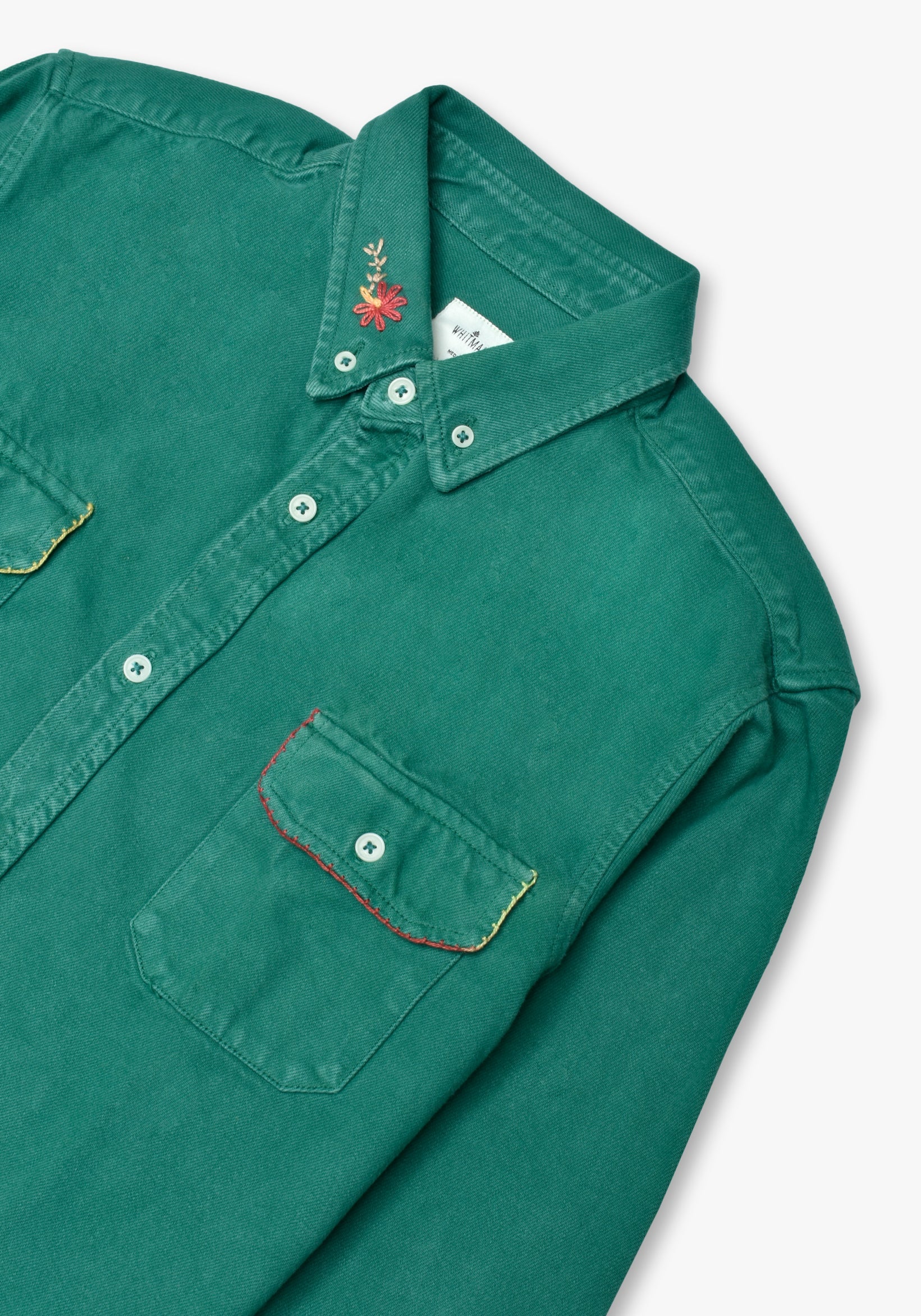 Overshirt Indigo Bordada Verde Medio