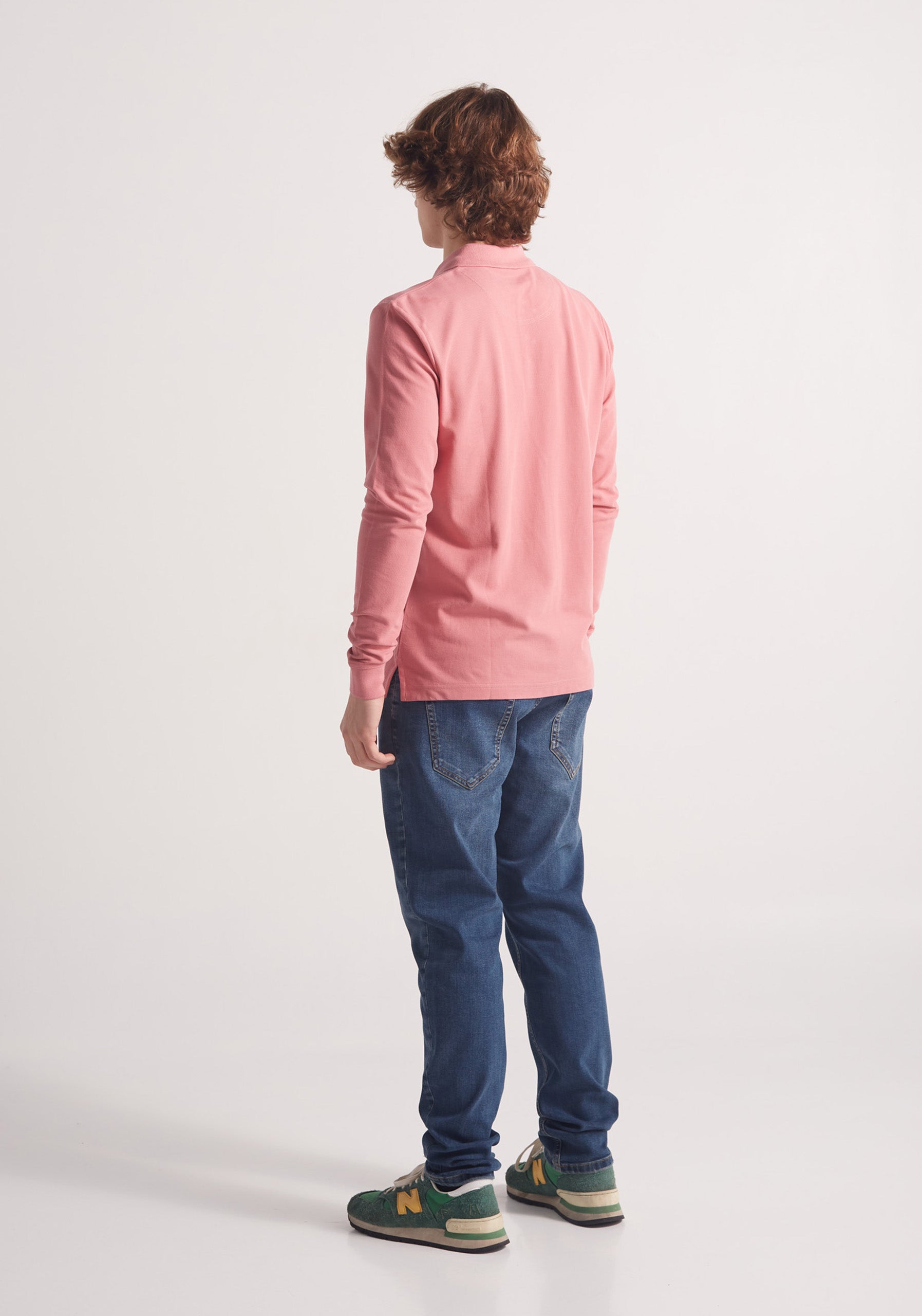 Long Sleeve Pink Polo Shirt