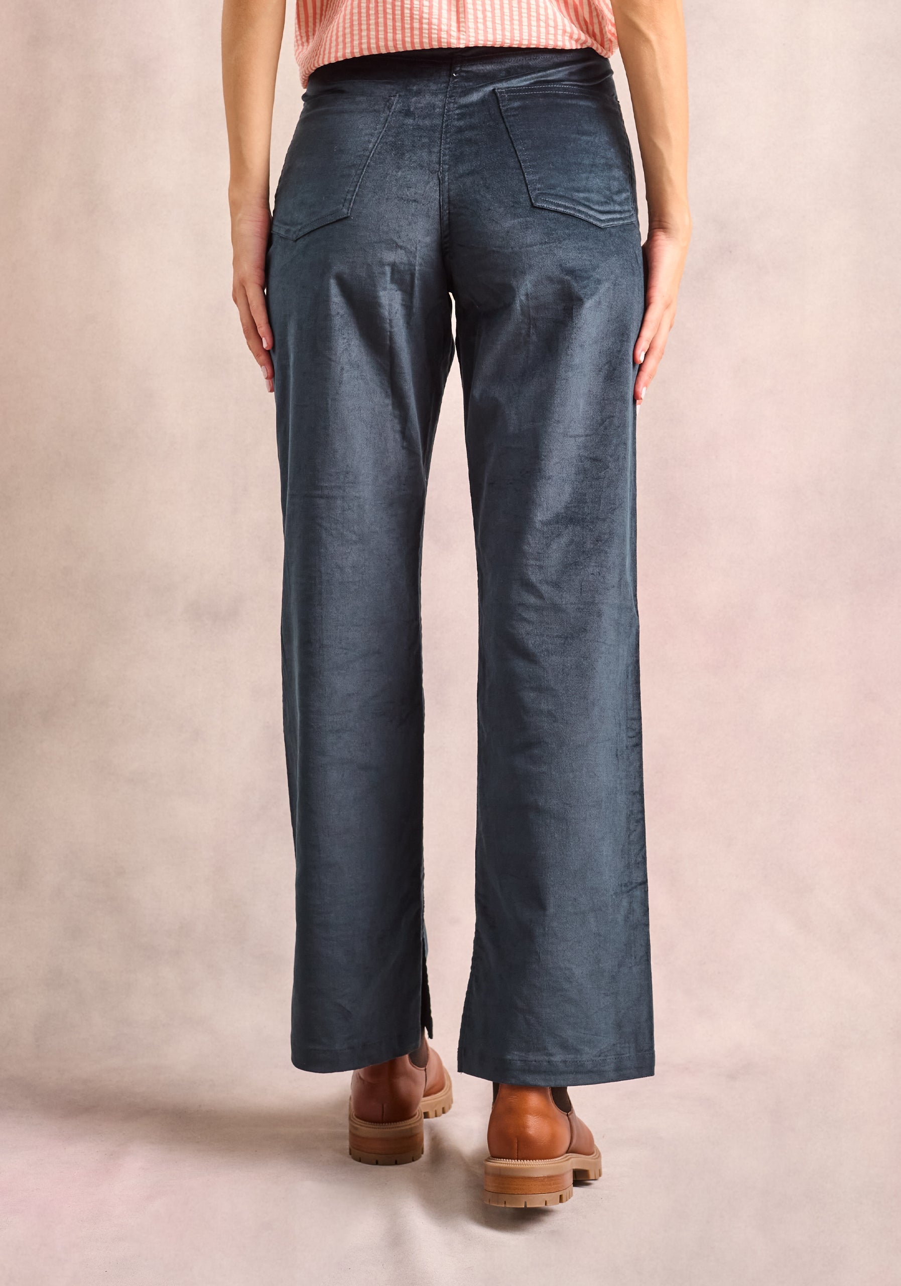 Lourdes Smooth Corduroy Dark Blue Trousers