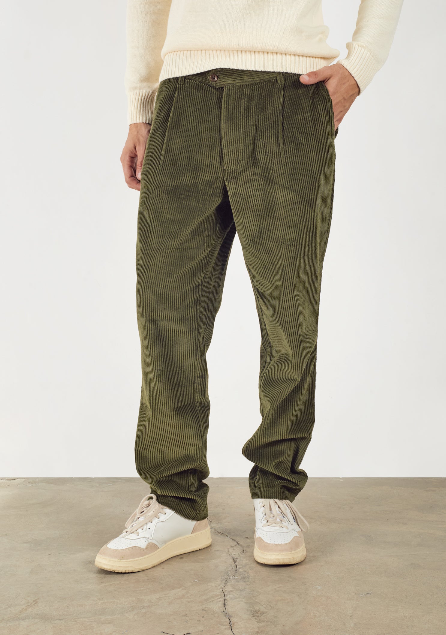 Hudson Corduroy Medium Green Trousers