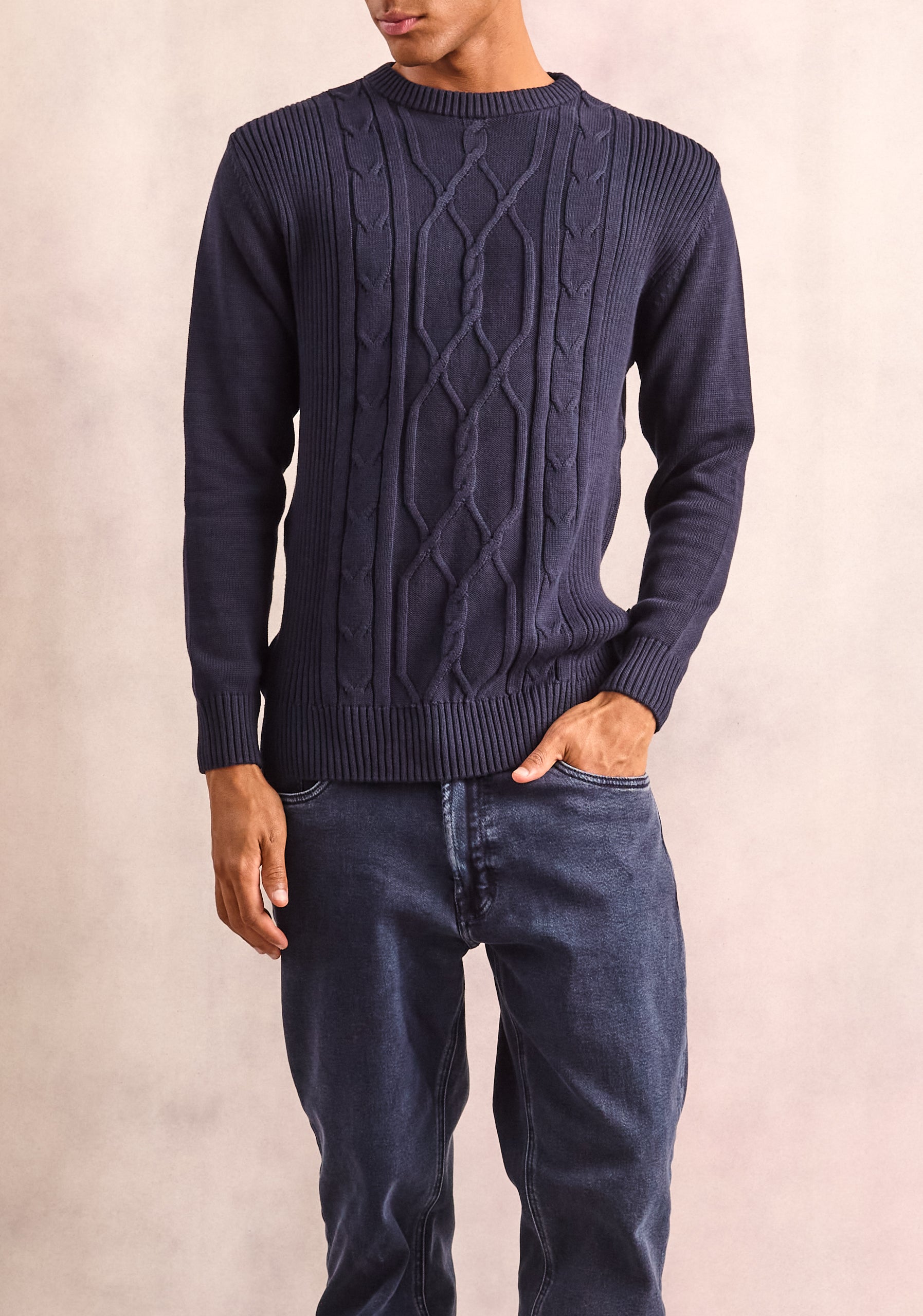 Aran Dark Blue Sweater