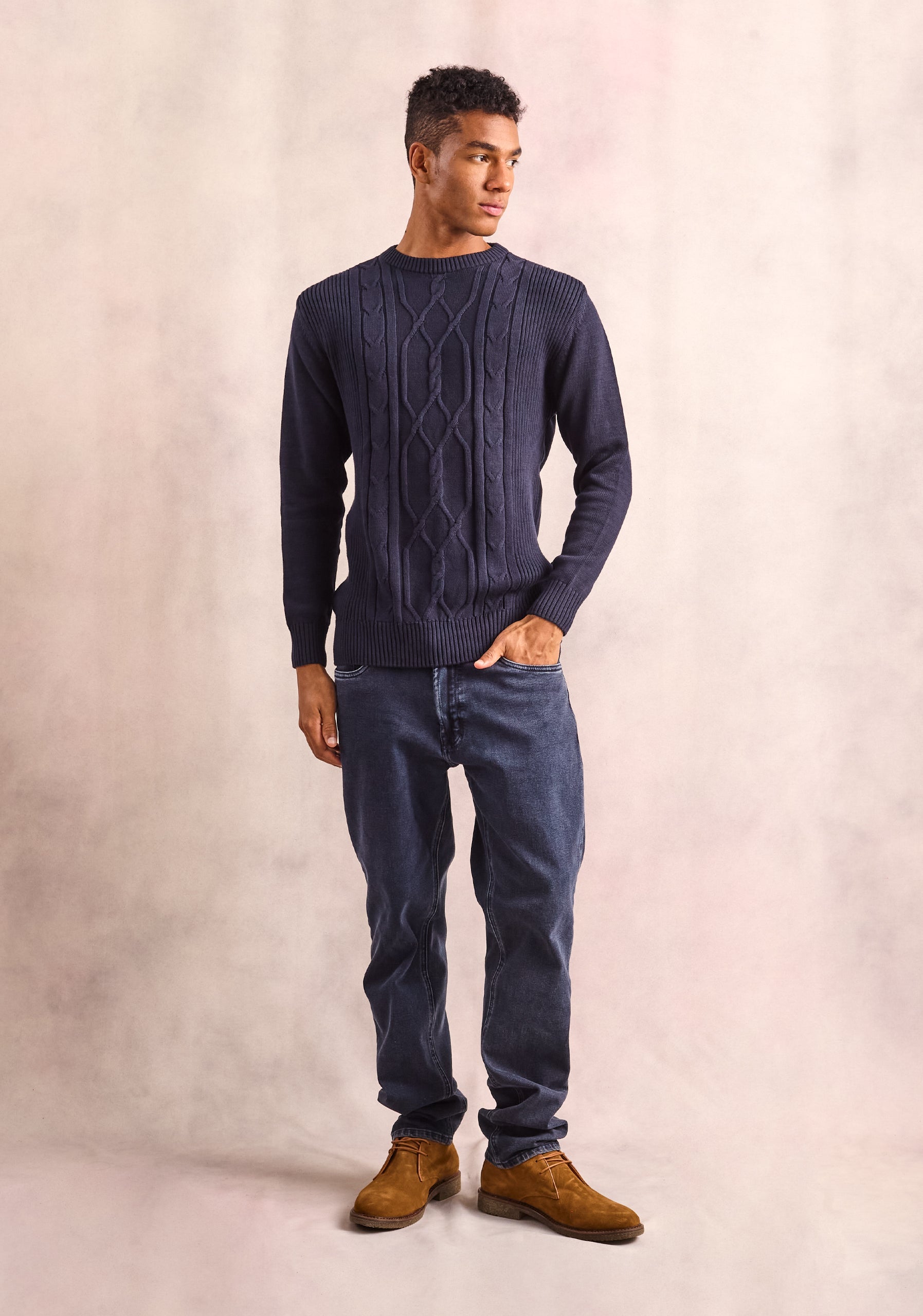 Aran Dark Blue Sweater