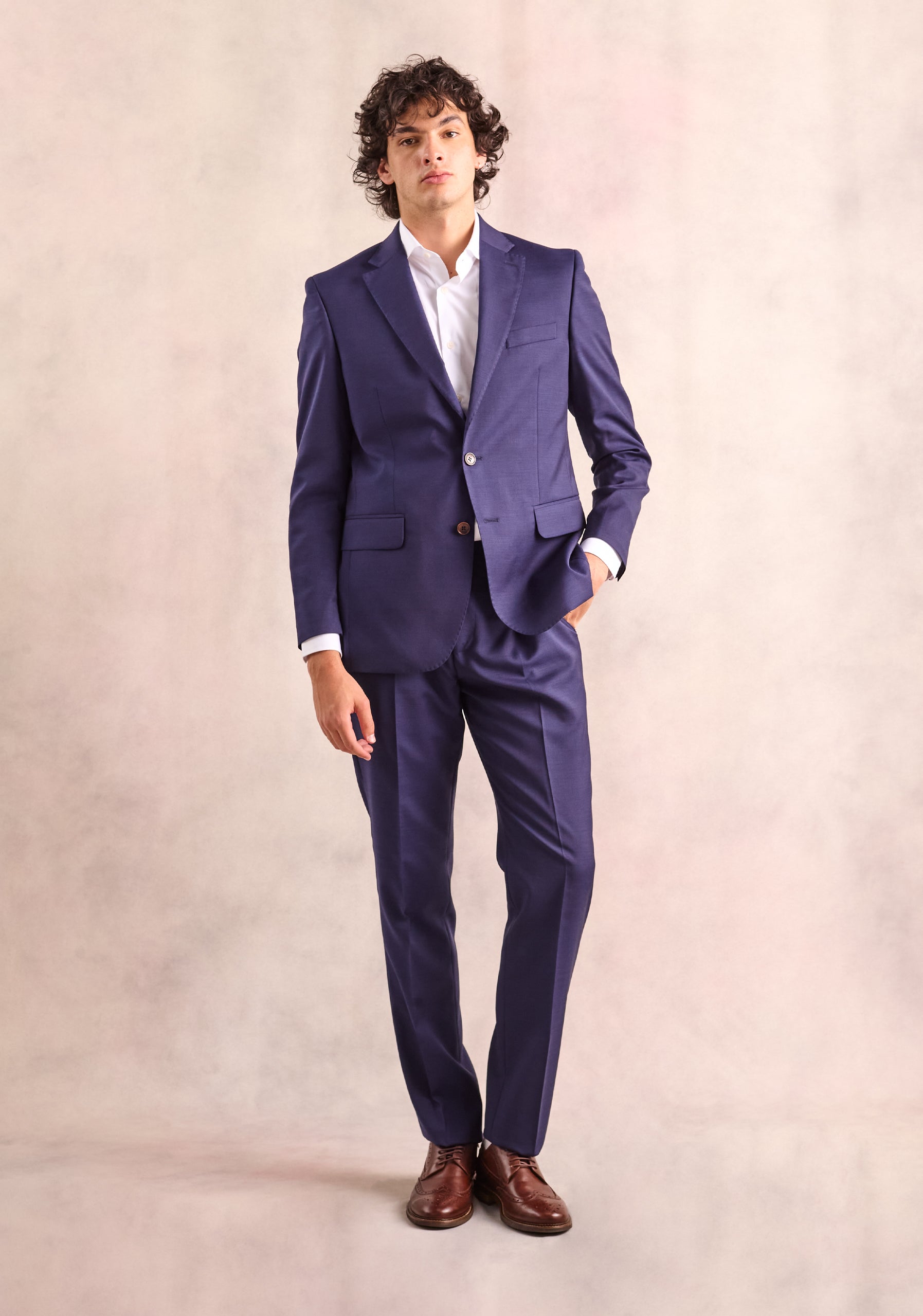 Whitman Dress Italian Merino Wool Medium Blue
