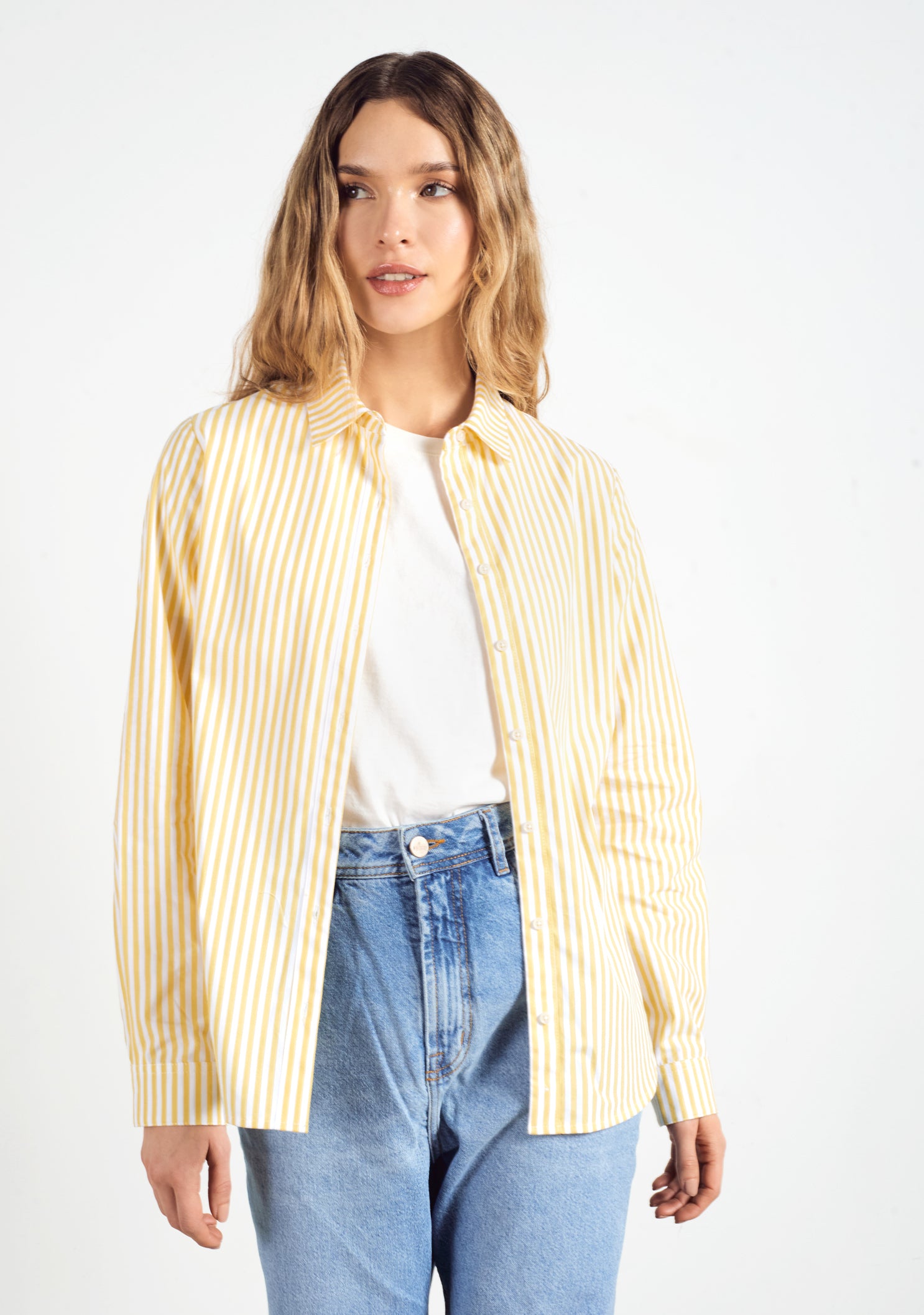 Ciara Yellow - White Striped Shirt