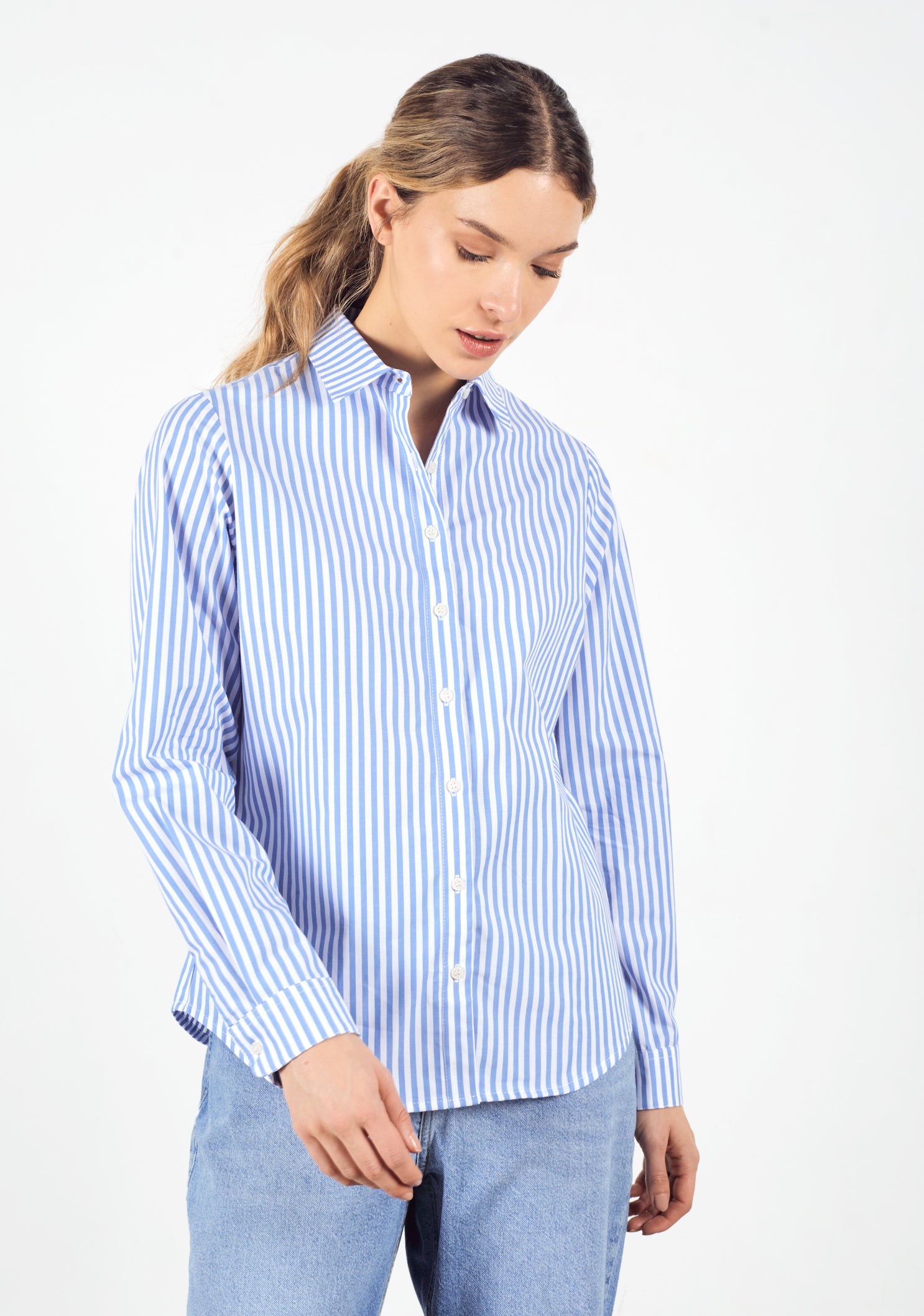 Ciara Blue - White Striped Shirt