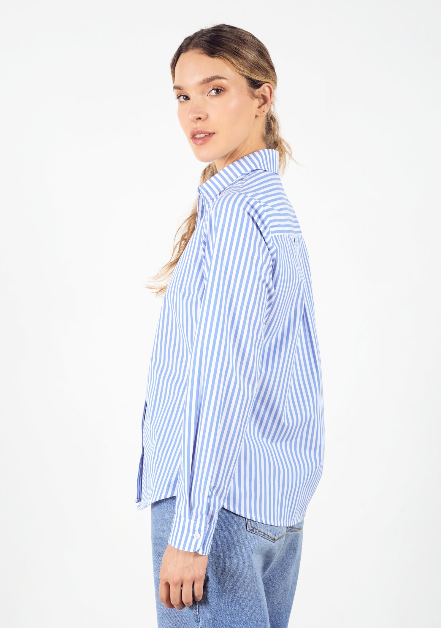 Ciara Blue - White Striped Shirt