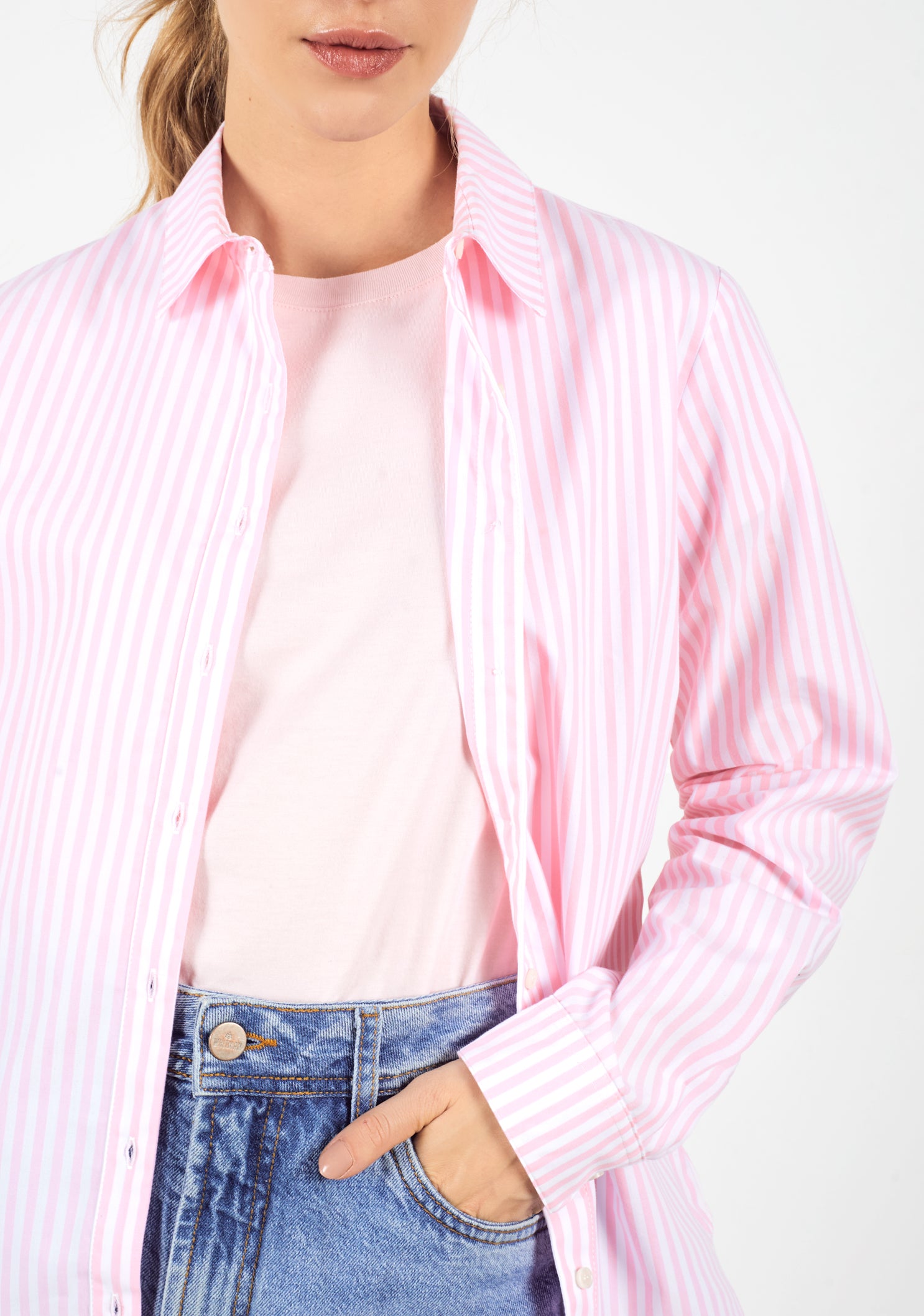 Ciara Pink - White Striped Shirt