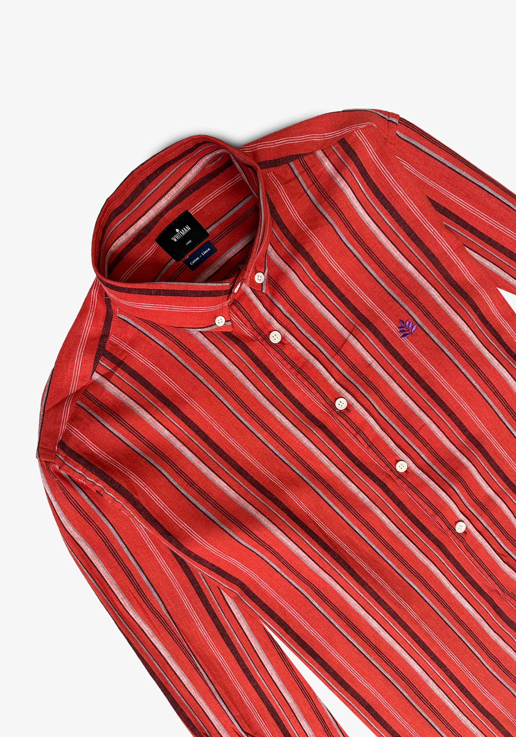 Lines Linen Shirt Red Bci