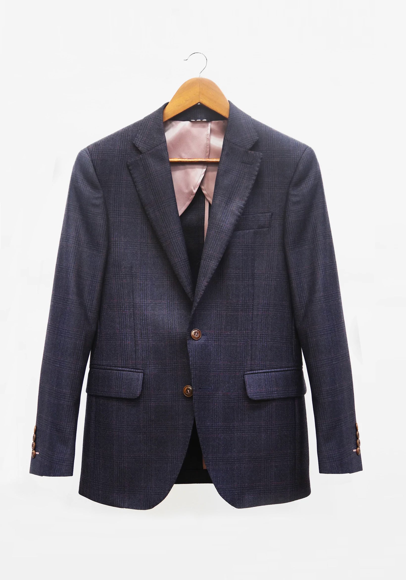 Poet Uncostructed Blue Checked Blazer 